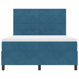 Letto a Sorgente LED Blu Scuro 140 x 190 cm Velluto