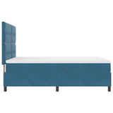Letto a Sorgente LED Blu Scuro 140 x 190 cm Velluto