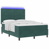 Letto a Sorgente LED Verde Scuro 140 x 200 cm Tessuto