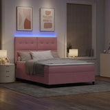 Letto a Sorgente LED con materasso Rosa 140 x 200 cm Velluto