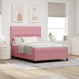 Letto a Sorgente LED con testiera Rosa 140 x 200 cm Velluto