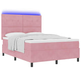 Letto a Sorgente LED con testiera Rosa 160 x 200 cm Velluto