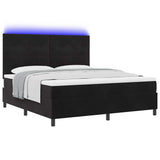 Letto a Sorgente LED con testiera Nero 180 x 200 cm Velluto