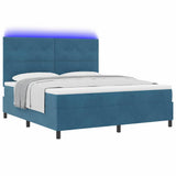 Letto a Sorgente LED Blu Scuro 180 x 200 cm Tessuto