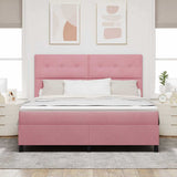 Letto a Sorgente LED con materasso Rosa 180 x 200 cm Tessuto