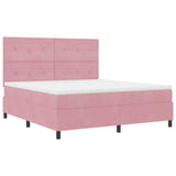Letto a Sorgente LED con materasso Rosa 180 x 200 cm Tessuto
