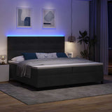 Letto a Sorgente LED con testiera Nero 200 x 200 cm Velluto
