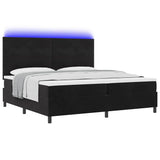 Letto a Sorgente LED con testiera Nero 200 x 200 cm Velluto