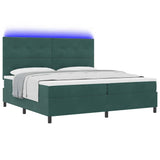 Letto a Sorgente LED Verde Scuro 200 x 200 cm Velluto