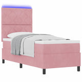 Letto a Sorgente LED con testiera Rosa 80 x 200 cm Velluto