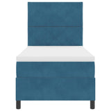Letto a molle con materasso Blu scuro 90 x 190 cm Velluto