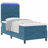 Letto a Sorgente LED con testiera Blu Scuro 90 x 190 cm Tessuto