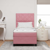 Letto a Sorgente LED con materasso Rosa 90 x 190 cm Velluto