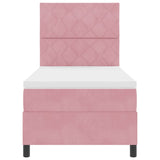 Letto a Sorgente LED con materasso Rosa 90 x 190 cm Velluto