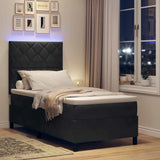 Letto a Sorgente LED con materasso Nero 100 x 200 cm Tessuto