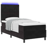 Letto a Sorgente LED con materasso Nero 100 x 200 cm Tessuto