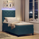 Letto a Sorgente LED Blu Scuro 100 x 200 cm Tessuto