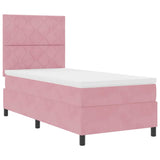 Letto a Sorgente LED con materasso Rosa 100 x 200 cm Tessuto