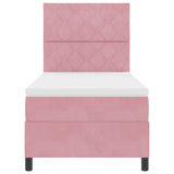 Letto a Sorgente LED con materasso Rosa 100 x 200 cm Tessuto