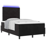 Letto a Sorgente LED con materasso Nero 120 x 190 cm Tessuto
