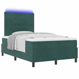 Letto a Sorgente LED Verde Scuro 120 x 190 cm Tessuto