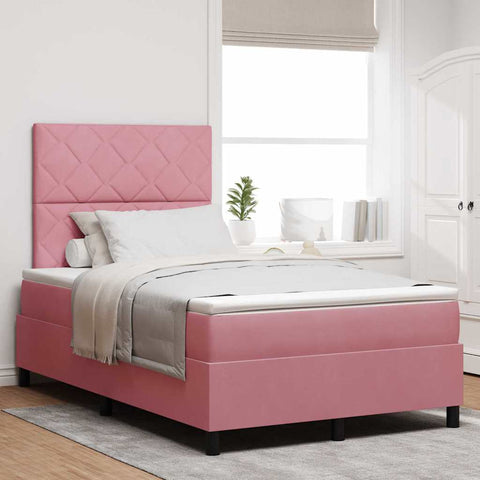 Letto a Sorgente LED con materasso Rosa 120 x 190 cm Tessuto
