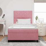 Letto a Sorgente LED con materasso Rosa 120 x 190 cm Tessuto