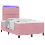 Letto a Sorgente LED con materasso Rosa 120 x 190 cm Tessuto