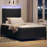Letto a Sorgente LED con materasso Nero 120 x 200 cm Tessuto