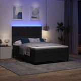Letto a Sorgente LED con materasso Nero 140 x 200 cm Tessuto