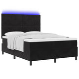 Letto a Sorgente LED con materasso Nero 140 x 200 cm Tessuto