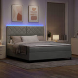 Letto a Sorgente LED Grigio chiaro 180 x 200 cm Velluto