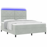 Letto a Sorgente LED Grigio chiaro 180 x 200 cm Velluto