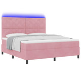 Letto a Sorgente LED con materasso Rosa 180 x 200 cm Tessuto