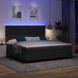 Letto a Sorgente LED con materasso Nero 200 x 200 cm Tessuto