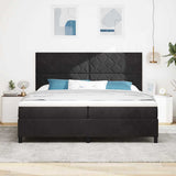 Letto a Sorgente LED con materasso Nero 200 x 200 cm Tessuto