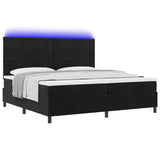 Letto a Sorgente LED con materasso Nero 200 x 200 cm Tessuto
