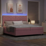 Letto a Sorgente LED con materasso Rosa 200 x 200 cm Tessuto