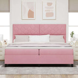 Letto a Sorgente LED con materasso Rosa 200 x 200 cm Tessuto