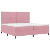 Letto a Sorgente LED con materasso Rosa 200 x 200 cm Tessuto