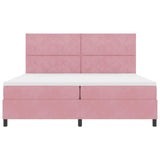 Letto a Sorgente LED con materasso Rosa 200 x 200 cm Tessuto