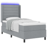 Letto a Sorgente LED Grigio chiaro 100 x 200 cm Tessuto