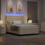 Letto a Sorgente LED con materasso Crema 140 x 190 cm Tessuto