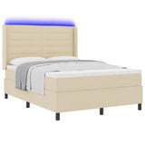 Letto a Sorgente LED con materasso Crema 140 x 190 cm Tessuto