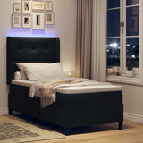 Letto a Sorgente LED con testiera Nero 90 x 190 cm Tessuto