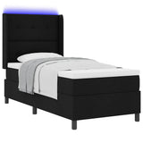Letto a Sorgente LED con testiera Nero 90 x 200 cm Tessuto