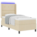 Letto a Sorgente LED con cuscino Crema 100 x 200 cm Tessuto