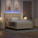 Letto a Sorgente LED con materasso Crema 140 x 190 cm Tessuto