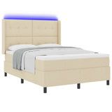 Letto a Sorgente LED con materasso Crema 140 x 190 cm Tessuto
