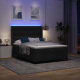 Letto a Sorgente LED con testiera Nero 140 x 200 cm Tessuto